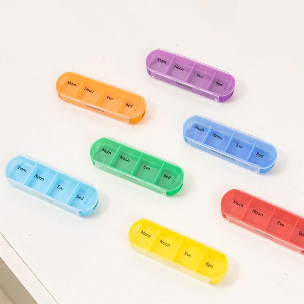 PU Carrying Case Weekly Pill Organizer Box Week Mark Reusable 28-Grid Vitamin Storage Drug Container Medication Reminder