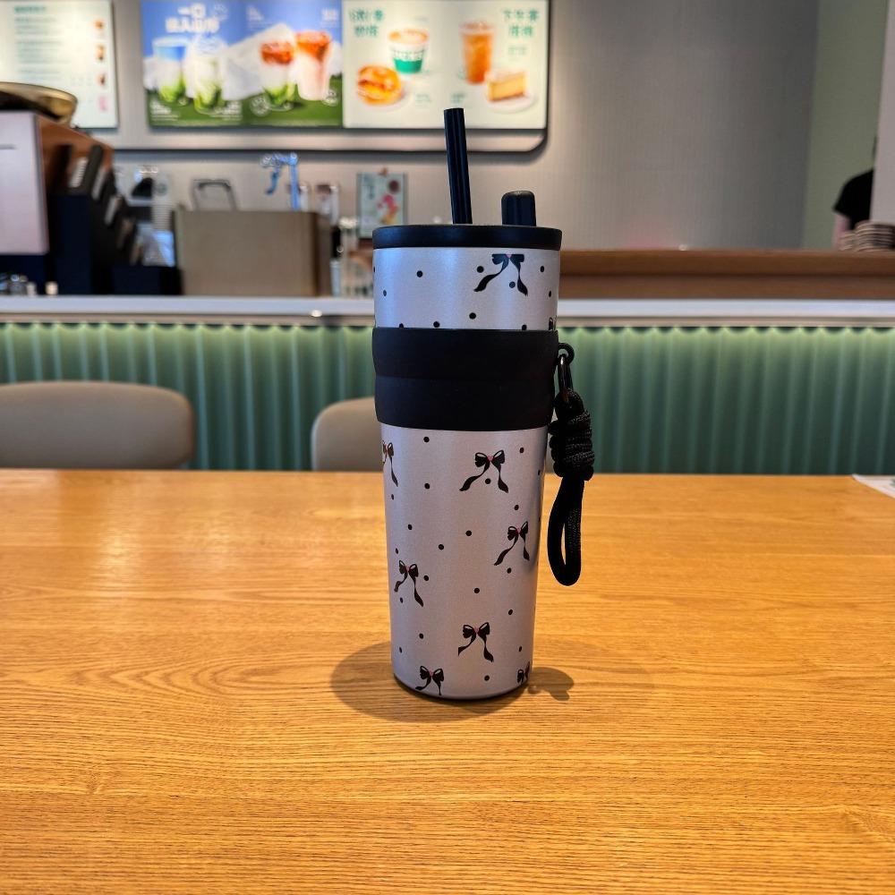 

Соломенная Изолированная Бутылка для Воды с Подъемной Веревкой Термокружка Портативная Изоляционная Чашка Дети чёрный