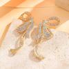 Exaggerated Large Bow Set Rhinestones Stud Earrings for Women Shiny Irregular Bow Personality Earrings Party Jewelry Accessories