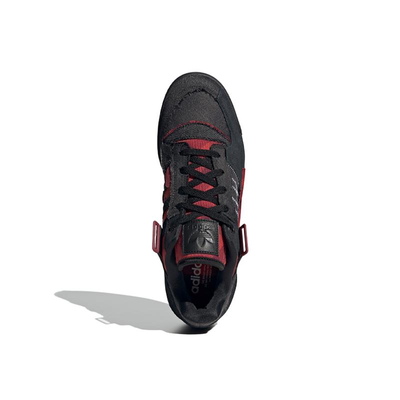 Adidas Originals Forum Exhibit Low Denim Leather Comfortable Low-Top Sneakers Unisex Sneakers Black Red HQ8417