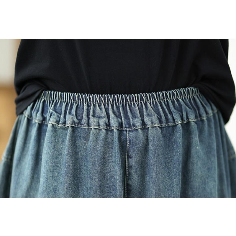 DIMANAF Plus Size 2025 Women Pants Summer Loose Jeans High Waist Pockets Vintage Harem Pants Elastic Waist