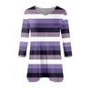 Women's Fashion Casual V-neck Striped Printed Seven-point Sleeve Shirt Belted Loose Comfortable Top
