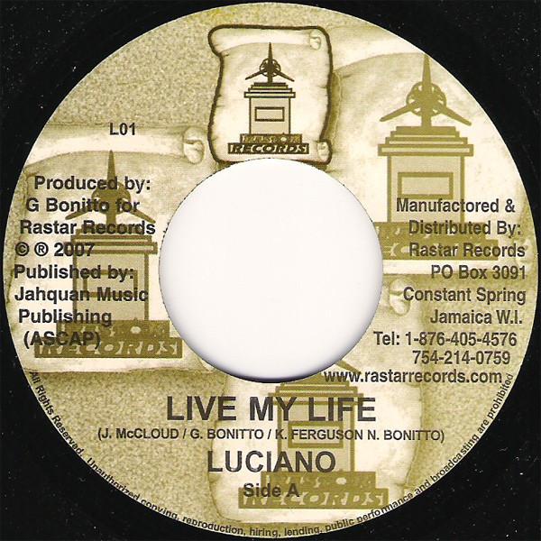 

7inch Record LUCIANO - Live My Life NONE Rastar Records 2007 Jamaica Reggae, Ska & Dub Used