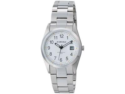 Aureole Watch SW-591M-C Men's Silver Stainless Steel Band Case Date Indicator