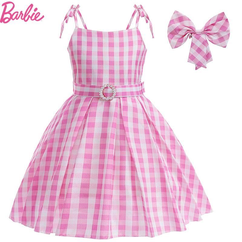 Przepiękna Sukienka Księżniczki Barbie Dla Dzieci Kostium Cosplay Poliester Różowy Rozmiary 100cm-150cm