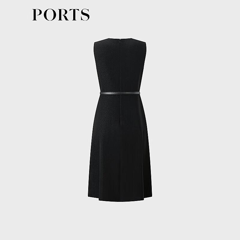 PORTS Black Acetate Gold Lurex Midi Dress