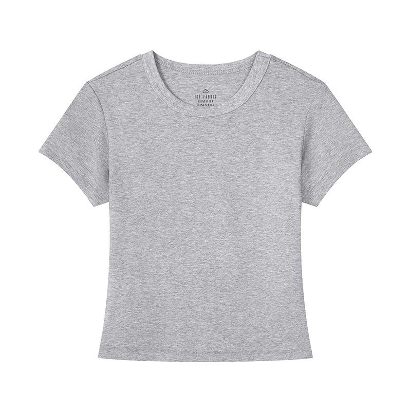 Solid Color Short-sleeved T-shirt for Women's New Inner Round Neck Bottoming Shirt Versatile and Slim