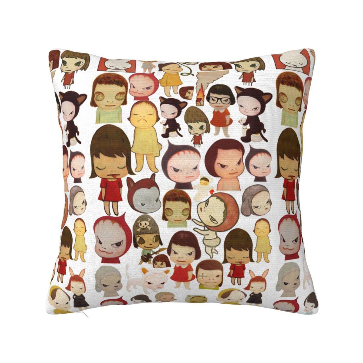 Helenal Unisex Yoshitomo Nara Pillowcase Soft Fabric Cushion Cover Gift Throw Pillow Case Cover Home Square 45*45Cm