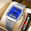 SANDA 3393 Business Electronic Men's Watch Fashion Multi Functional Dual Display Clock Night Light Waterproof Casual Men's Watch