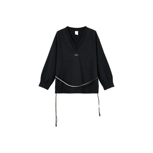

Nike Solid Color V-Neck Casual Loose-Fit American Style Sweatshirt for Women EU S чорний