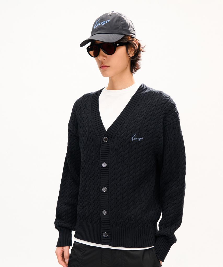 Kenzo Unisex Kenzo Signature Cable Knit Cardigan_K263Aug402Bkx