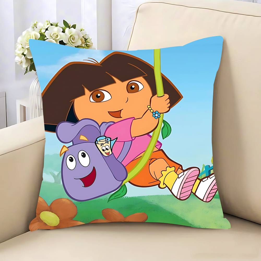 

Классическая анимация Дора-путешественница Наволочка Съемная Моющаяся Наволочка – Всесезонный Мягкий Лен 16x16in 40x40cm