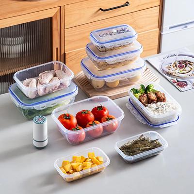 Caja de Almacenamiento de Alimentos al Vacío Contenedor de Almacenamiento Transparente Organizador de Nevera Apto para Microondas Caja Selladora para Conservación de Frescura Dispensador de Alimentos