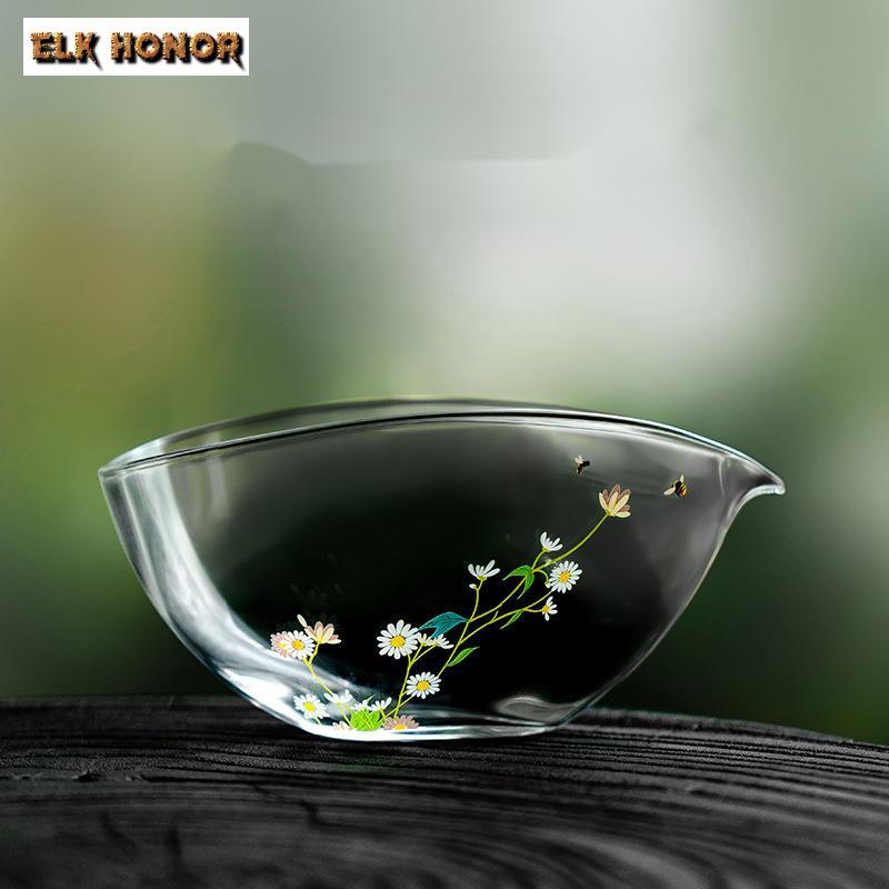 

Роскошный маленький стеклянный кувшин для чая с маргариткой, яркая прозрачная чашка для сервировки кофе Ча Хай, чашка правосудия для женщин, принадлежности для чайных сервизов B 11.8X6.5CM 175ML