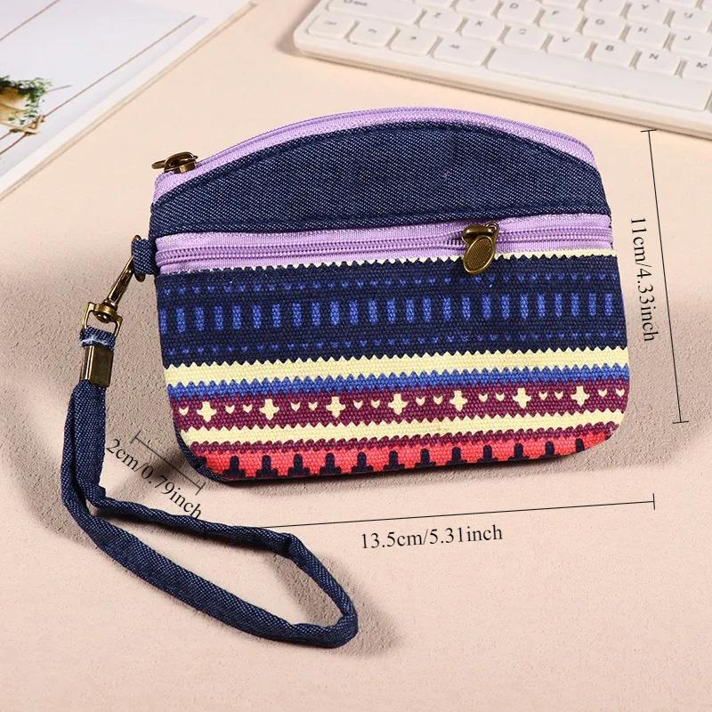 Kleine Geldbörse im Boho-Stil, Mini-Geldbörse, Münztasche, Blumendruck, wasserdicht, mit Reißverschluss, exquisites Geschenk für Frauen und Mädchen