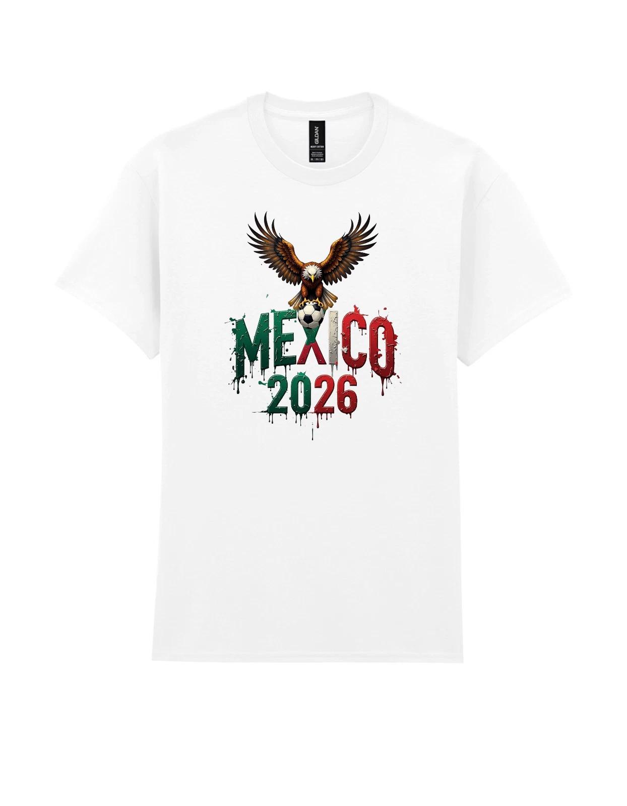 World Cup 2026 Mexico Golden Eagle and flag t-shirt men women unisex gildan S