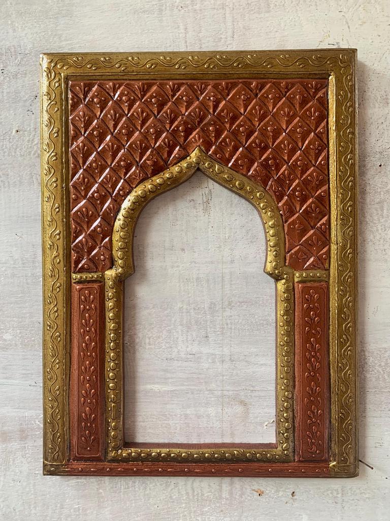 Hand-Painted Wooden Jharokha Frame: Indian Wall Decor