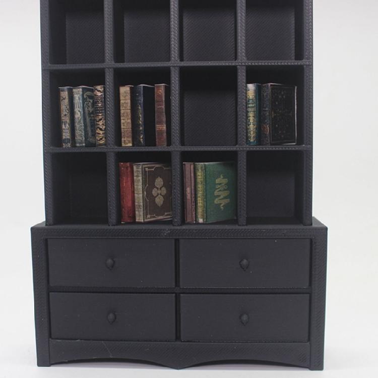 Classical Miniature Bookshelf Cabinet 1/12 Dollhouses Storage Organizer Kids Learning Activity Dollhouses Scene Setting