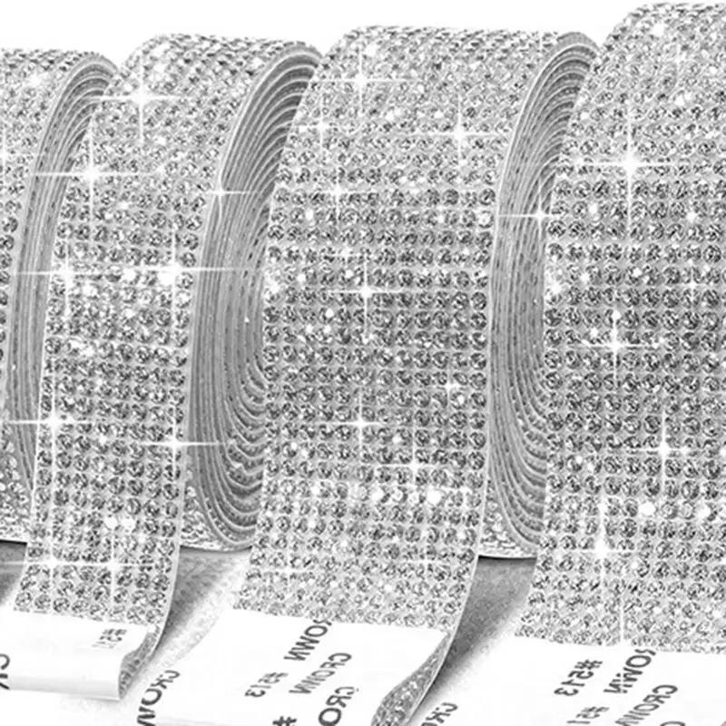 Self Adhesive Crystal Rhinestone Sticker Diamond Ribbon DIY Sticker Rhinestones Arts Crafts Car Phone Decoration
