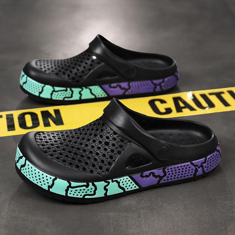 Painted hole shoes, seaside beach shoes, one shoe or two, wear wear-resistant bag head cool slippers