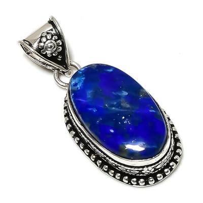 Natural Lapis Lazuli Gemstone Handmade 925 Sterling Silver Pendant 1.97" p3C08