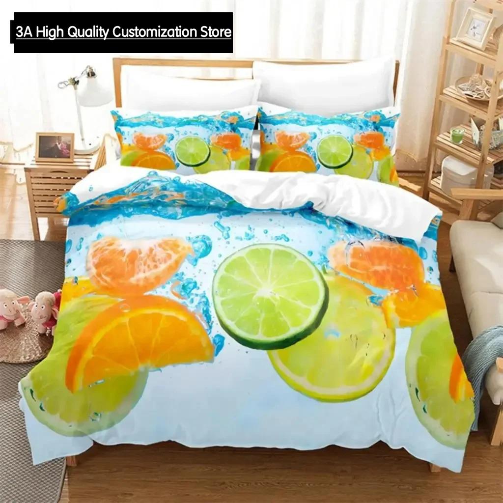 Thin Duvet Cover Set Double Bed Fruit Quilt Cover Queen Size 3D Single Bedding Set 2PCS 3PCS with Pillowcase Full Twin King Beds