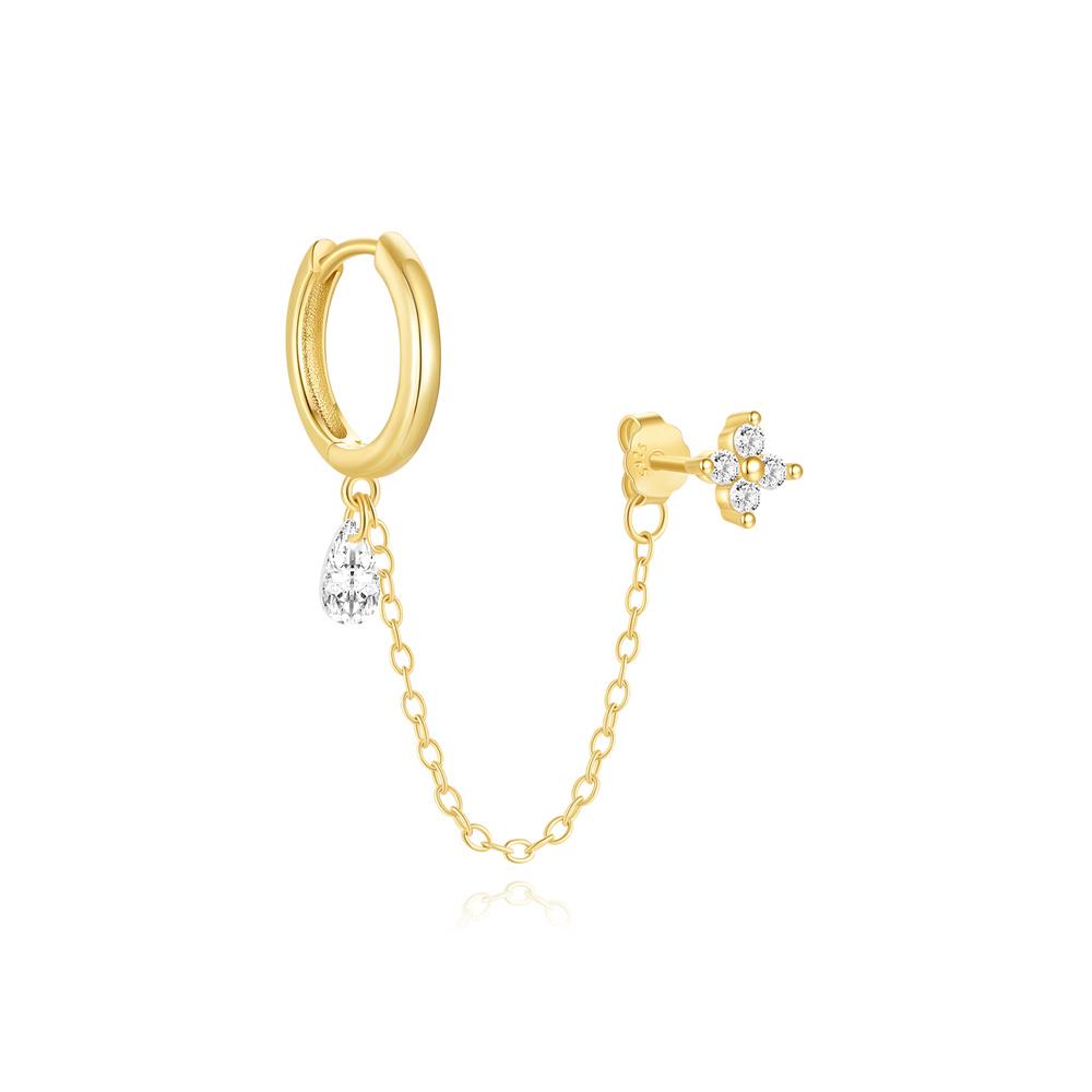 ROXI S925 Silver Petals Stud Earring Microinlaid Colorful Cubic Zirconia Chain Tassel Earrings For Women Dangle Earring