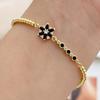 RY Copper Plated 18K Gold Flower Geometric Connector Bracelet Gold Ball Chain Adjustable Length Fashion Jewelry