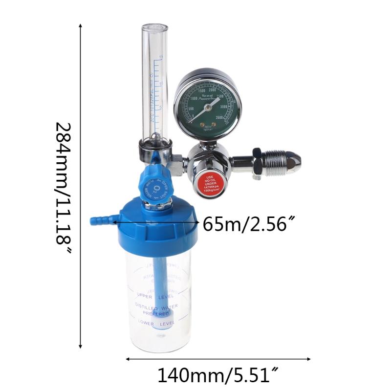 O2 Pressure Reducer Buoy Type Oxygen Gauge Flow Meter Oxygen Pressure Gas Regulator Inhaler G5/8 Female Thread Durable