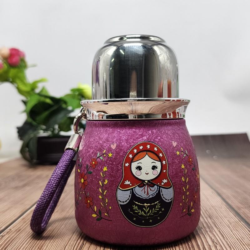 Stainless Steel Vacuum Insulated Travel Mug With Dual Lid Design Portable Water Bottle Women Outdoor Use