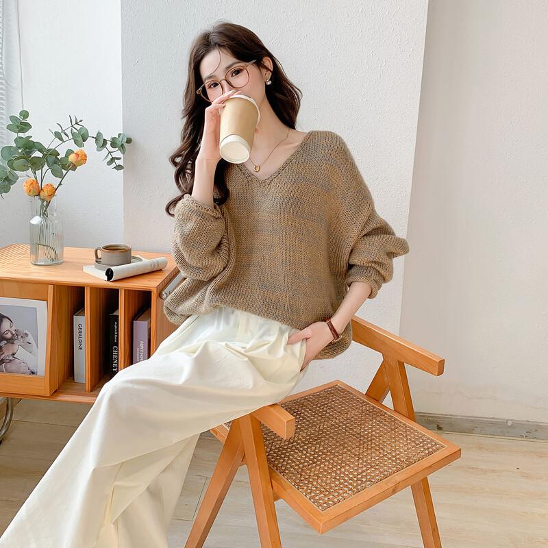 MOCANA Women's V-Neck Loose Knit Sweater