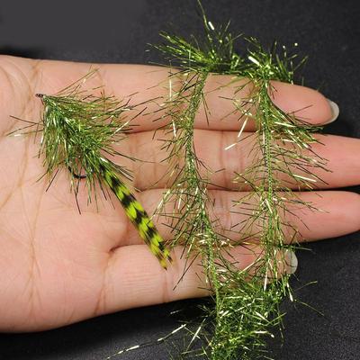 2m/pack 3.5cm Width Long Hair Ice Chenille Crystal Flash Fly Tying Material for Saltwater Streamer Fly Marabou Jig Lure