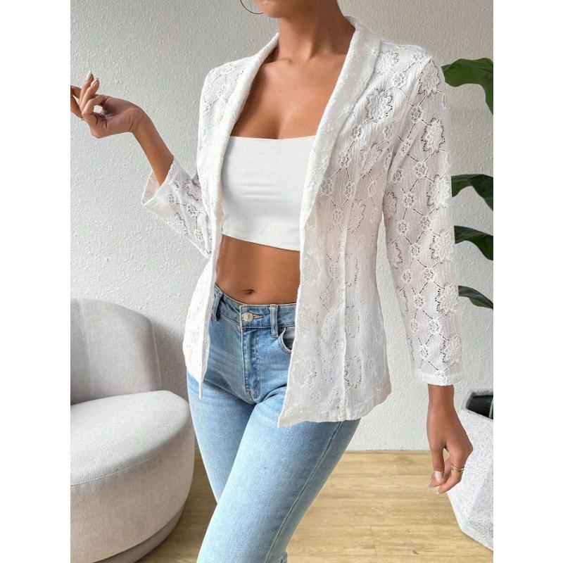 

Осенне-зимний женский элегантный однотонный повседневный костюм с кружевными лацканами S