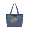 Denim Tote Bag For Women With Embroidered Letters And Street Style For Daily Use