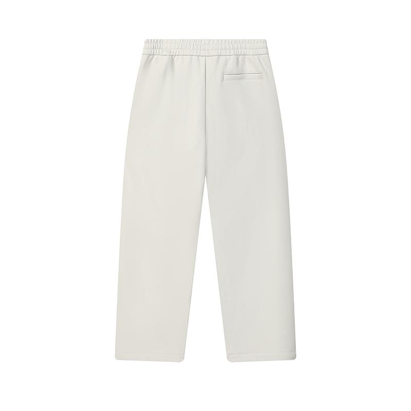 FILA Fleece Lined Warm Simple Trendy Casual Versatile Knitted Sports Pants Men Bottoms Light-Gray Cream F11M545605FIV