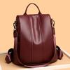 Bolsa de Ombro Dupla, Mochila Escolar de Ombro Único, Bolsa de Viagem Grande para Senhoras, Mochila de Couro Macio
