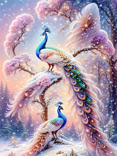 

5D Diy Алмазная картина Мозаика Павлин Фэнтези Домашний декор Вышивка Животное Дерево Полный квадрат Круглый настенный арт Full Round 20x30CM