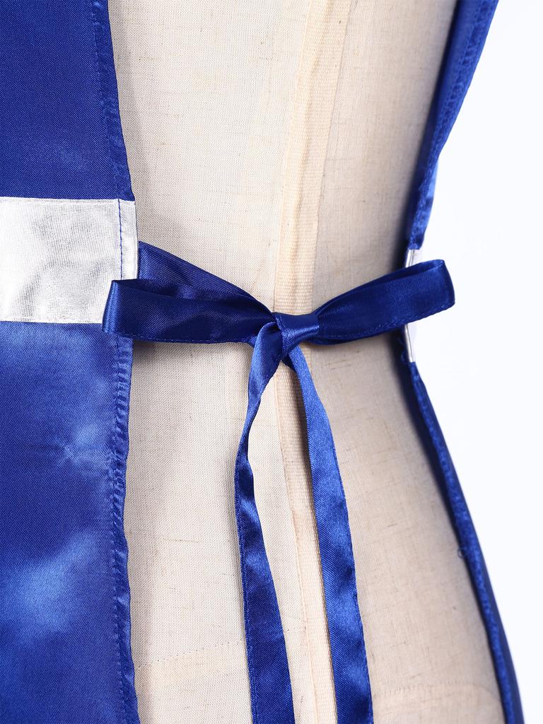 Women Church Worship Robe Choir Performance Tunic Metallic Patchwork Lace Up Sides Split Satin Dress