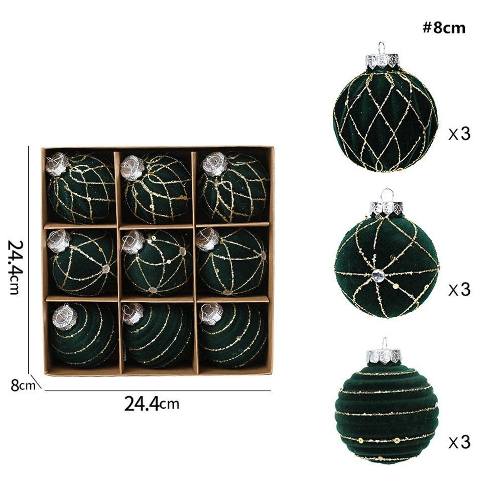 9pcs 8cm Christmas Hanging Balls Glitter Xmas Tree Ornaments  Home New Year Festival Gift