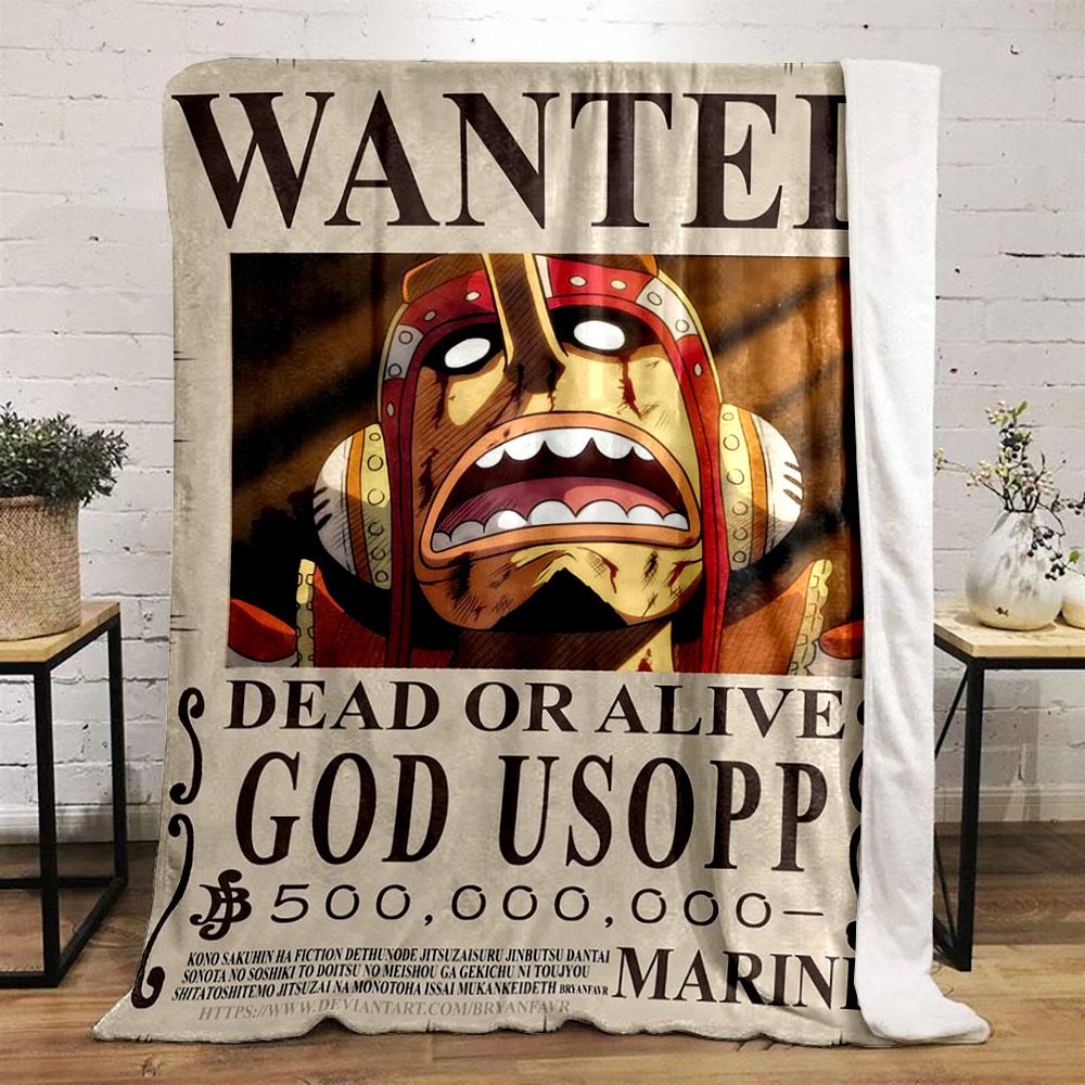 One Piece Themed Anime Blanket with Bounty Poster Design Bedroom Blanket for Livingroom Couch Lunch Break Soft Cozy Throw for Friend's Festival Gift
