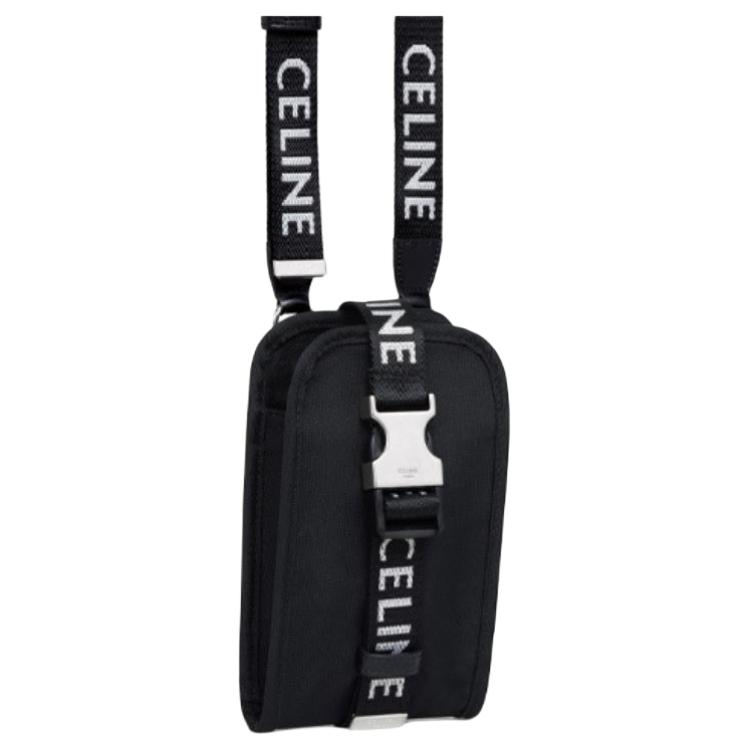 Celine Detachable Shoulder Strap Leather Crossbody Phone Bag Unisex Bags Black 10J212DVN-38SI