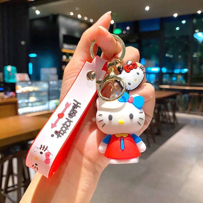 Creative Cartoon Teacup Kt Cat Keychain Hello Kitty Cute Pendant Schoolbag Pendant Girl Student Pendant
