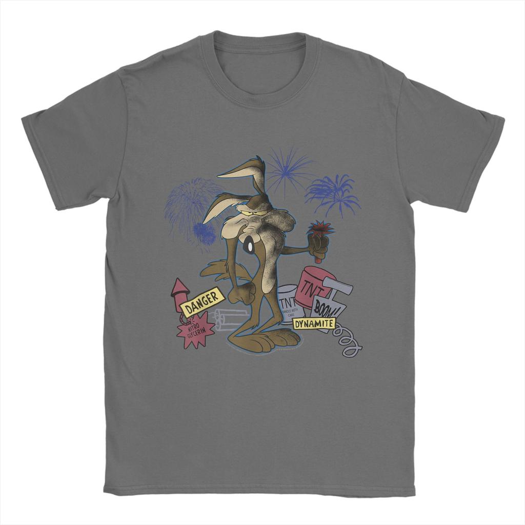 Men T-Shirt Wile E. Coyotes TNT Portrait Novelty Pure Cotton Tee Shirt Short Sleeve T Shirt Crew Neck Clothing Plus Size