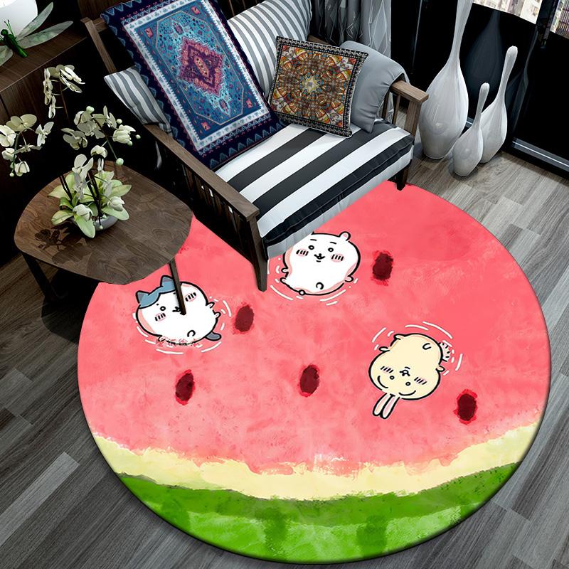 Chiikawa Round Area Rug,Carpet Rug for Living Room Bedroom Sofa Playroom Decor,Non-slip Floor Mat