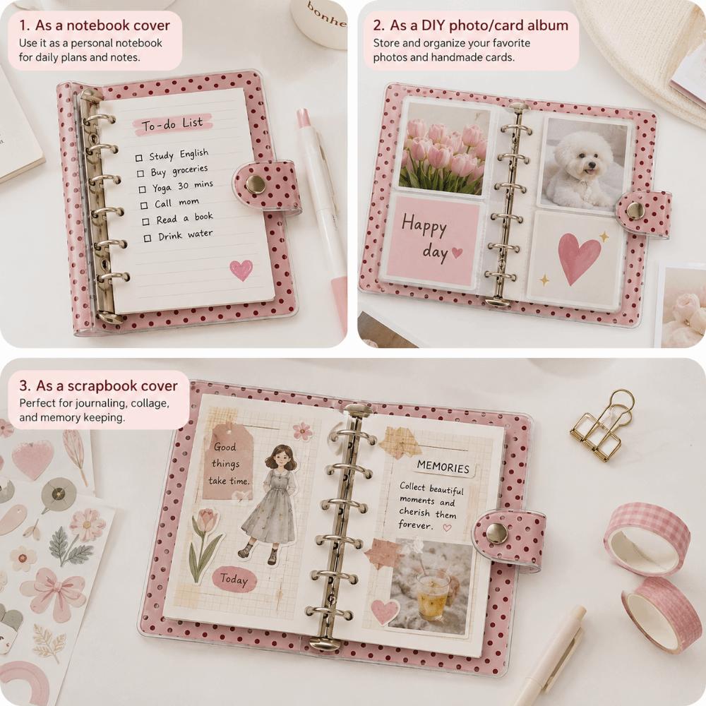Clear Polka Dot Clear Binder PVC Loose-Leaf Notebook Cover  Kpop Photocard Collection