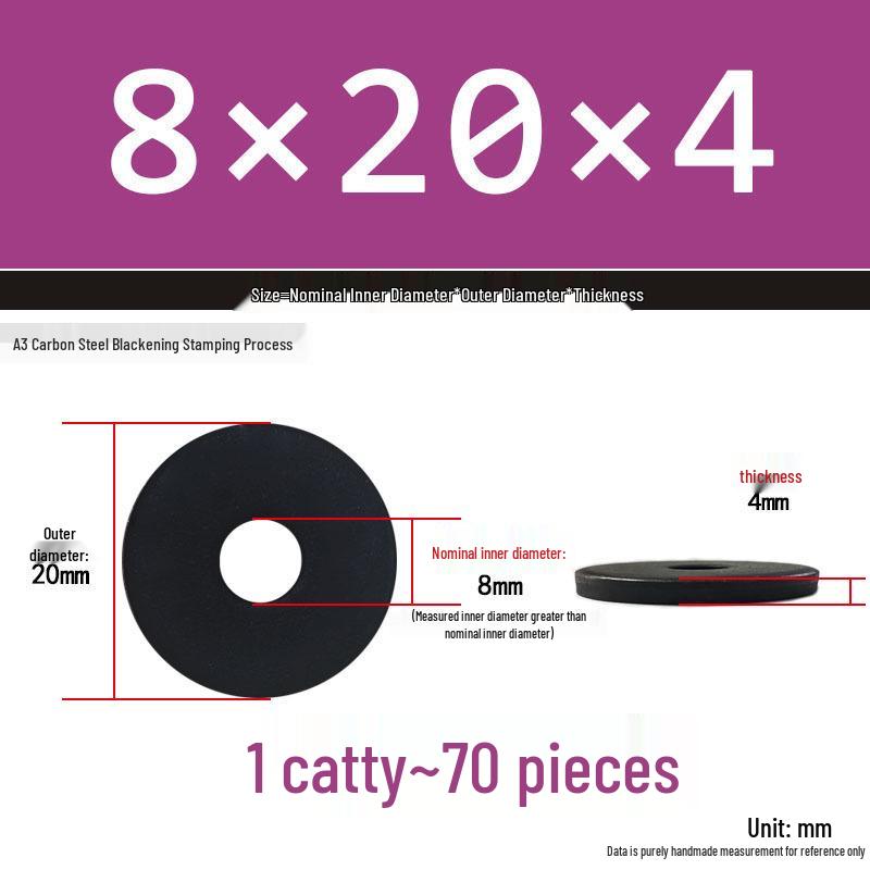 Thickened Black Flat Washer: Enhanced Round Metal Spacer for Home Use