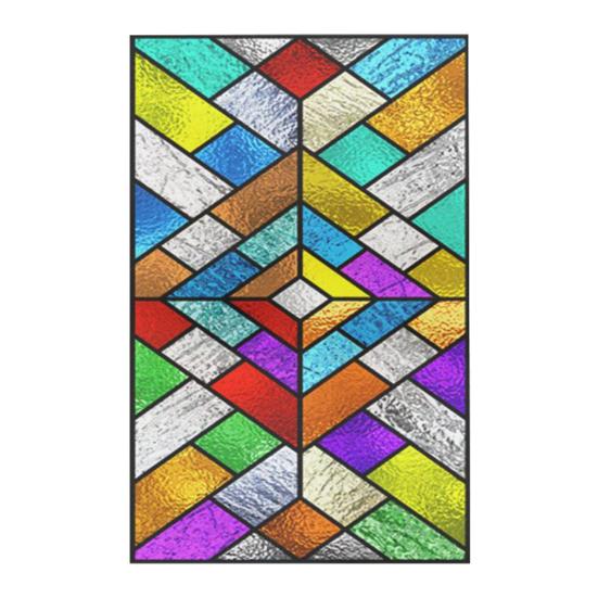Stained Glass Window Privacy Film Vintage Home Church Decorative Frosted Static Cling Reusable UV Sun Blocking Glass Sticker Cover
