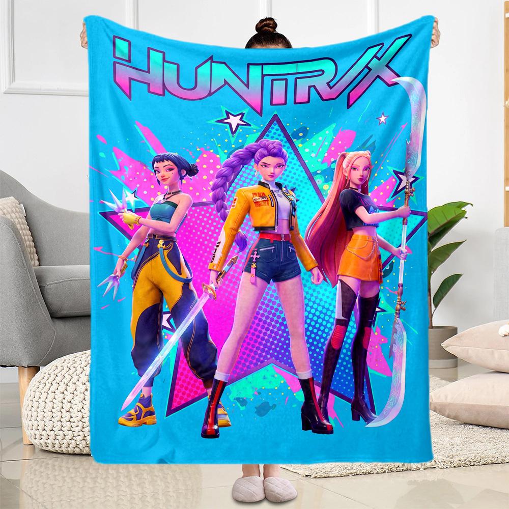 K-pop Demon Hunters Blanket Durable Comfort Suitable for Seaside Office Chair Chair All-Season Use Playful Design