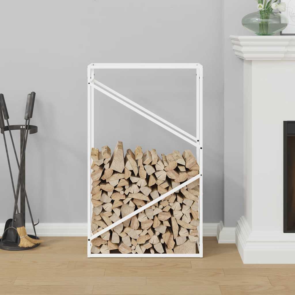 Firewood Rack White 60 x 25 x 100 cm Cold Rolled Steel