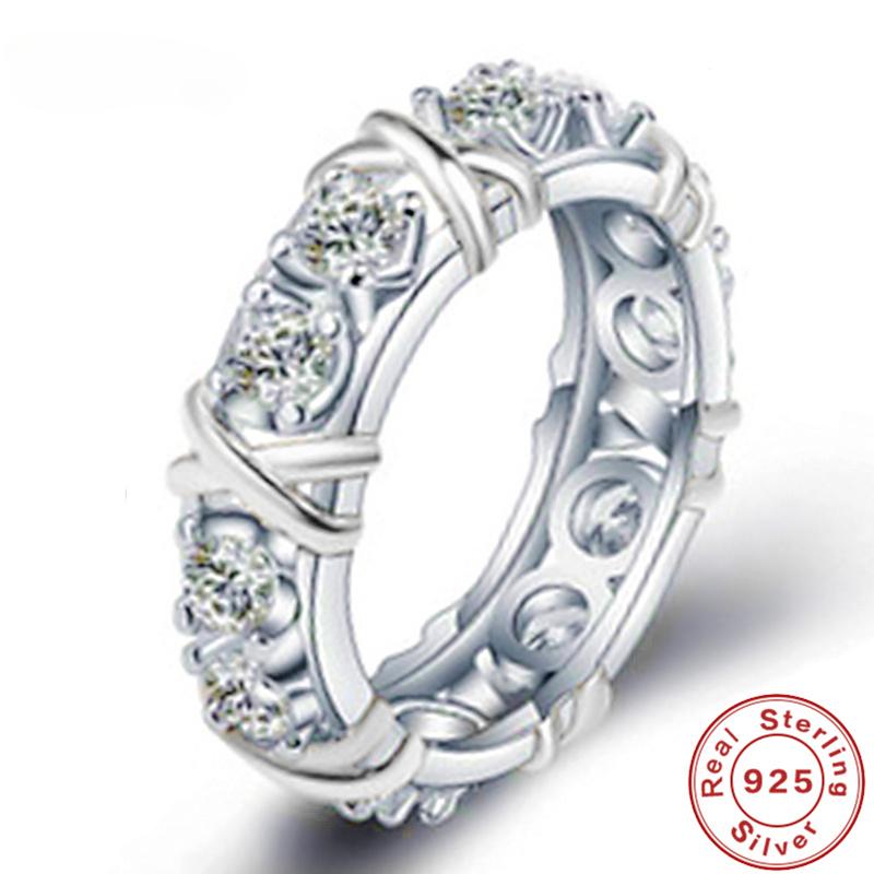 Luxury  Sterling  Ring Interlaced With Aaa Zircon Crystal Ring For A Woman'S Engagement Jewelry Gift  2 Color Choices